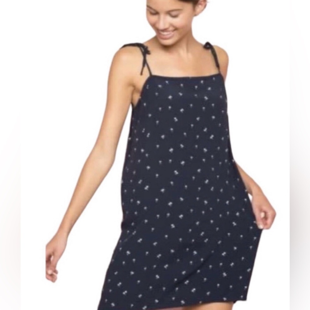 Brandy Melville Navy Blue Dress with White Palm tree Pattern